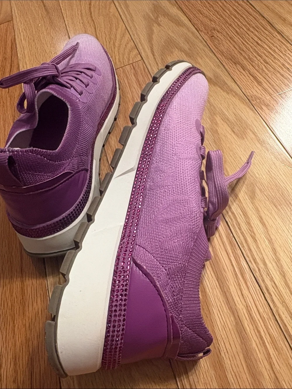 Kenneth Cole Reaction Purple Sparkly Lavender Knit Lace-Up Sneakers